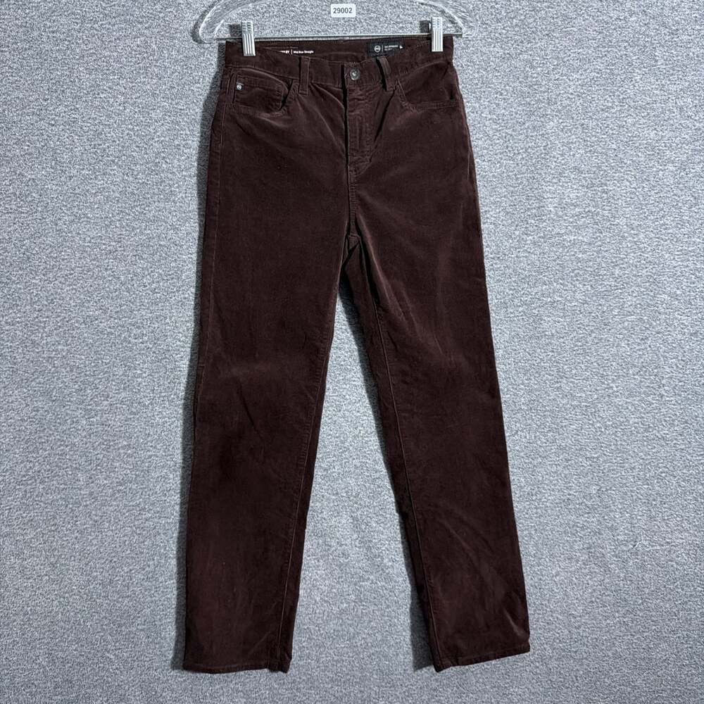 AG Goldschmied Women's Size 25 Brown Corduroy Brinley Mid-Rise Straight Jeans